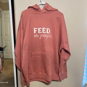 Jen Hamilton NWOT 2XL 'Feed the People' Hoodie Dusty Rose